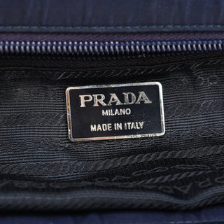 Prada Navy Tessuto Metal Tote Bag