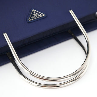 Prada Navy Tessuto Metal Tote Bag