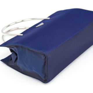 Prada Navy Tessuto Metal Tote Bag