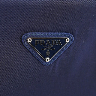 Prada Navy Tessuto Metal Tote Bag