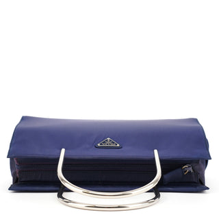 Prada Navy Tessuto Metal Tote Bag