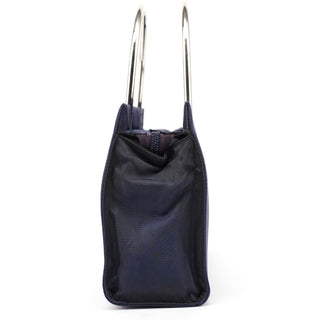 Prada Navy Tessuto Metal Tote Bag