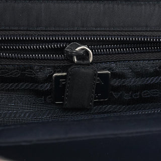 Prada Navy Tessuto Metal Tote Bag