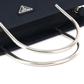 Prada Navy Tessuto Metal Tote Bag