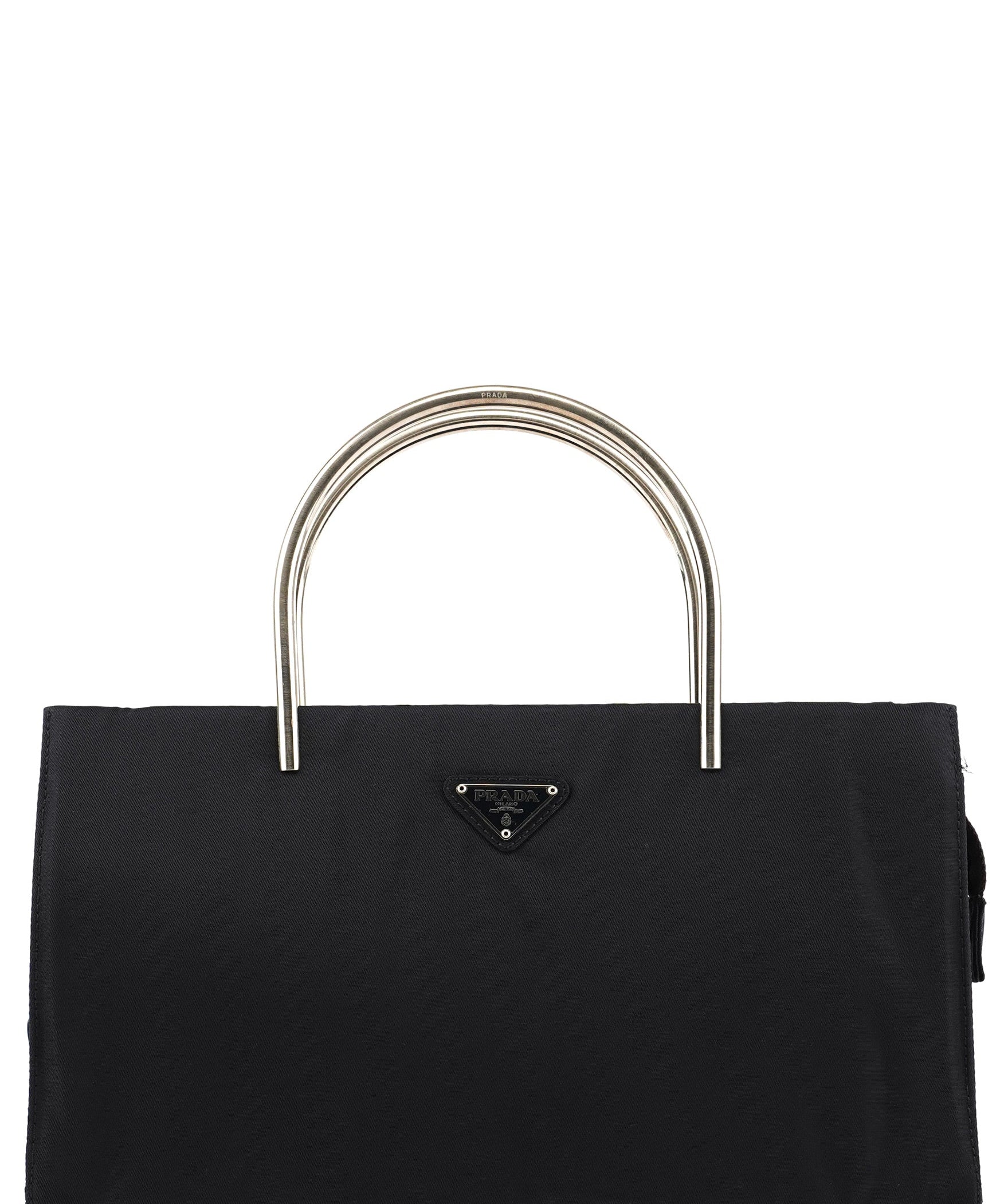 Prada Navy Tessuto Metal Tote Bag
