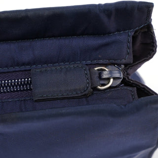 Prada Navy Tessuto Metal Tote Bag