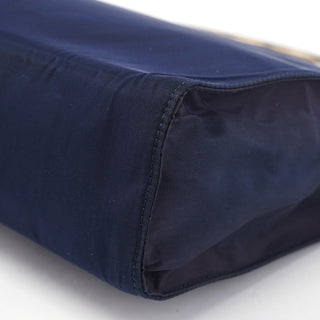 Prada Navy Tessuto Metal Tote Bag