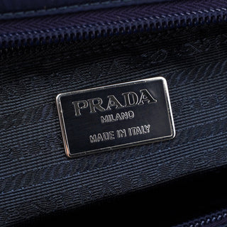 Prada Navy Tessuto Metal Tote Bag