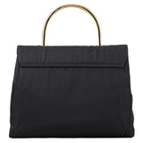 Prada Navy Tessuto Metallo Nylon Top Handle Bag