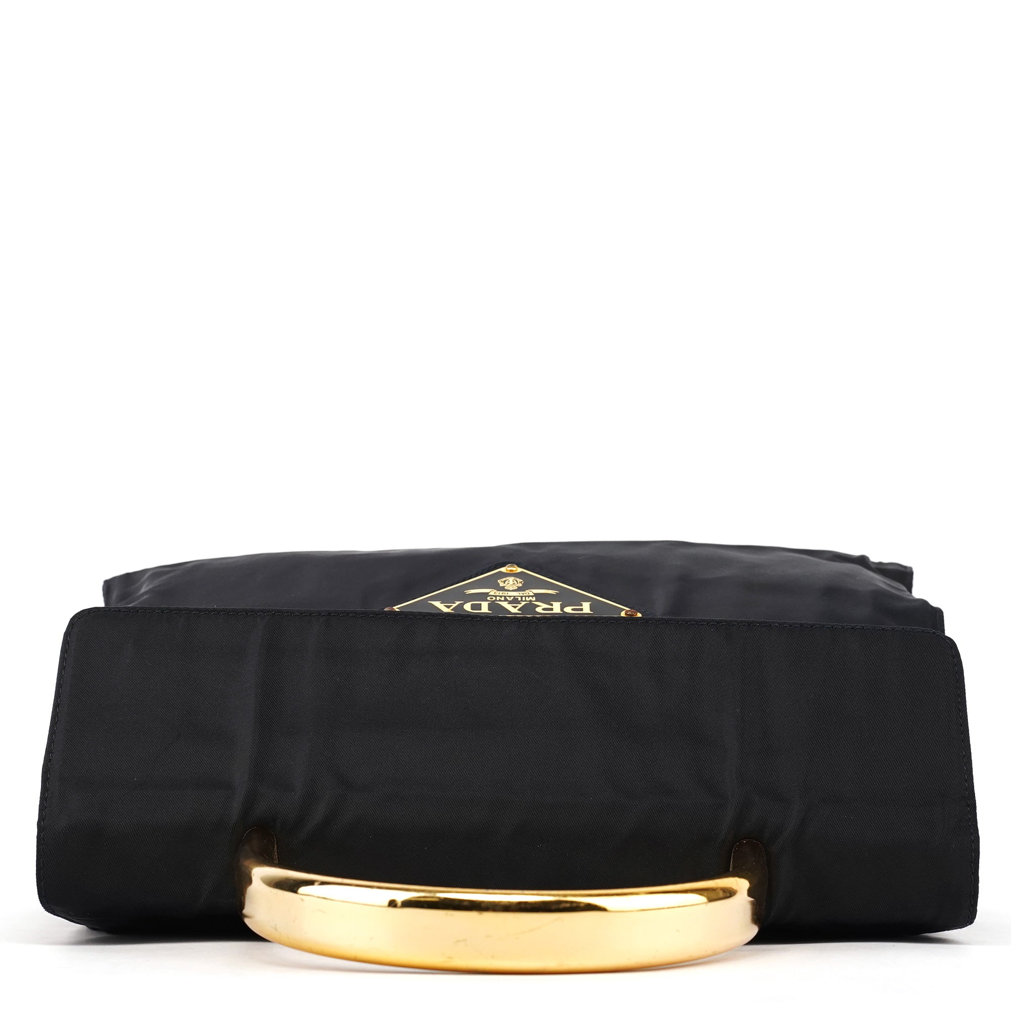 Prada Navy Tessuto Metallo Nylon Top Handle Bag