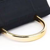 Prada Navy Tessuto Metallo Nylon Top Handle Bag