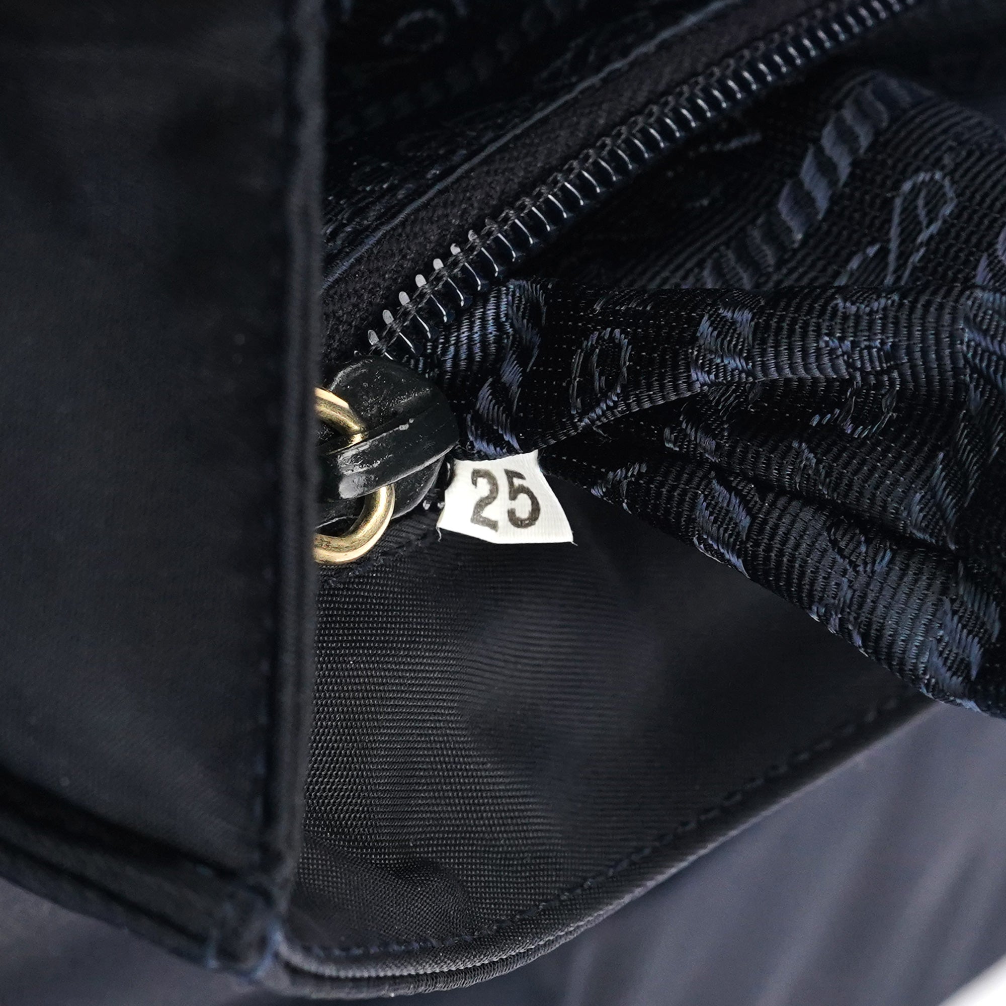 Prada Navy Tessuto Metallo Nylon Top Handle Bag