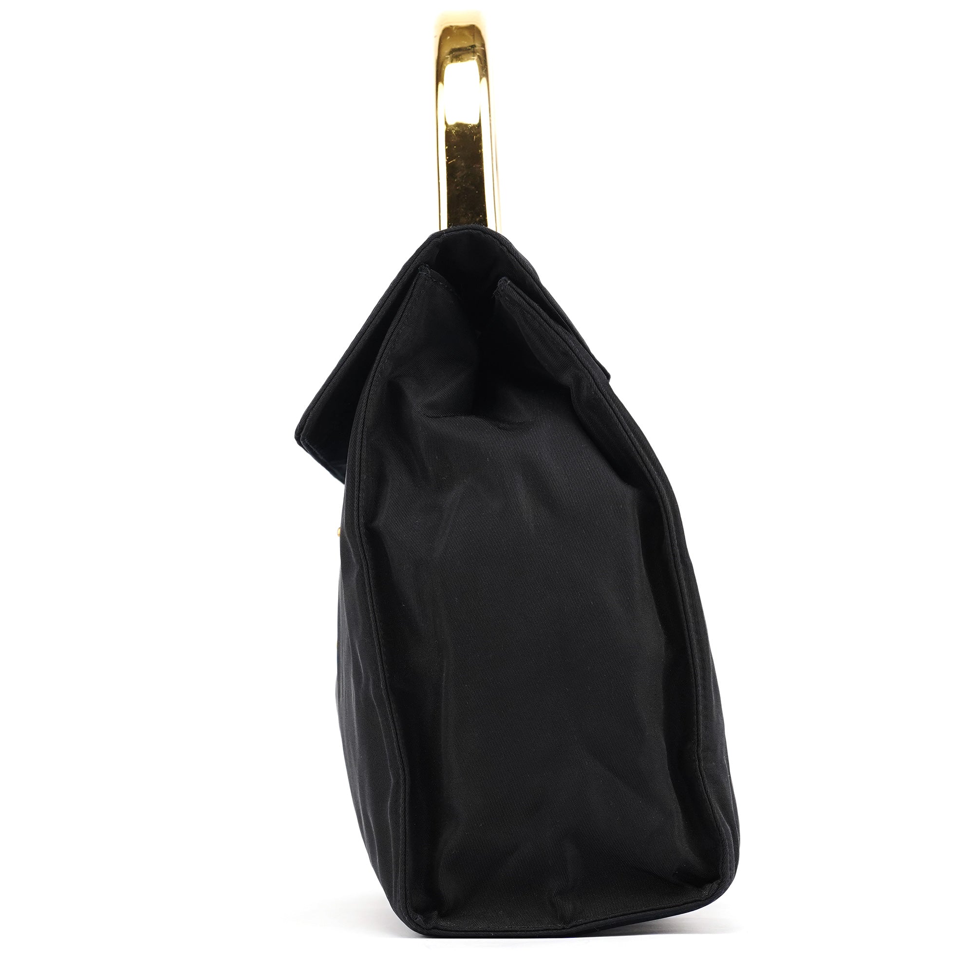 Prada Navy Tessuto Metallo Nylon Top Handle Bag