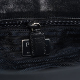 Prada Navy Tessuto Nappa Buckle Shoulder Bag