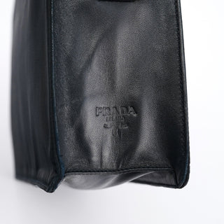 Prada Navy Tessuto Nappa Buckle Shoulder Bag