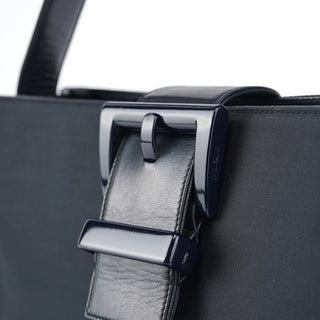 Prada Navy Tessuto Nappa Buckle Shoulder Bag