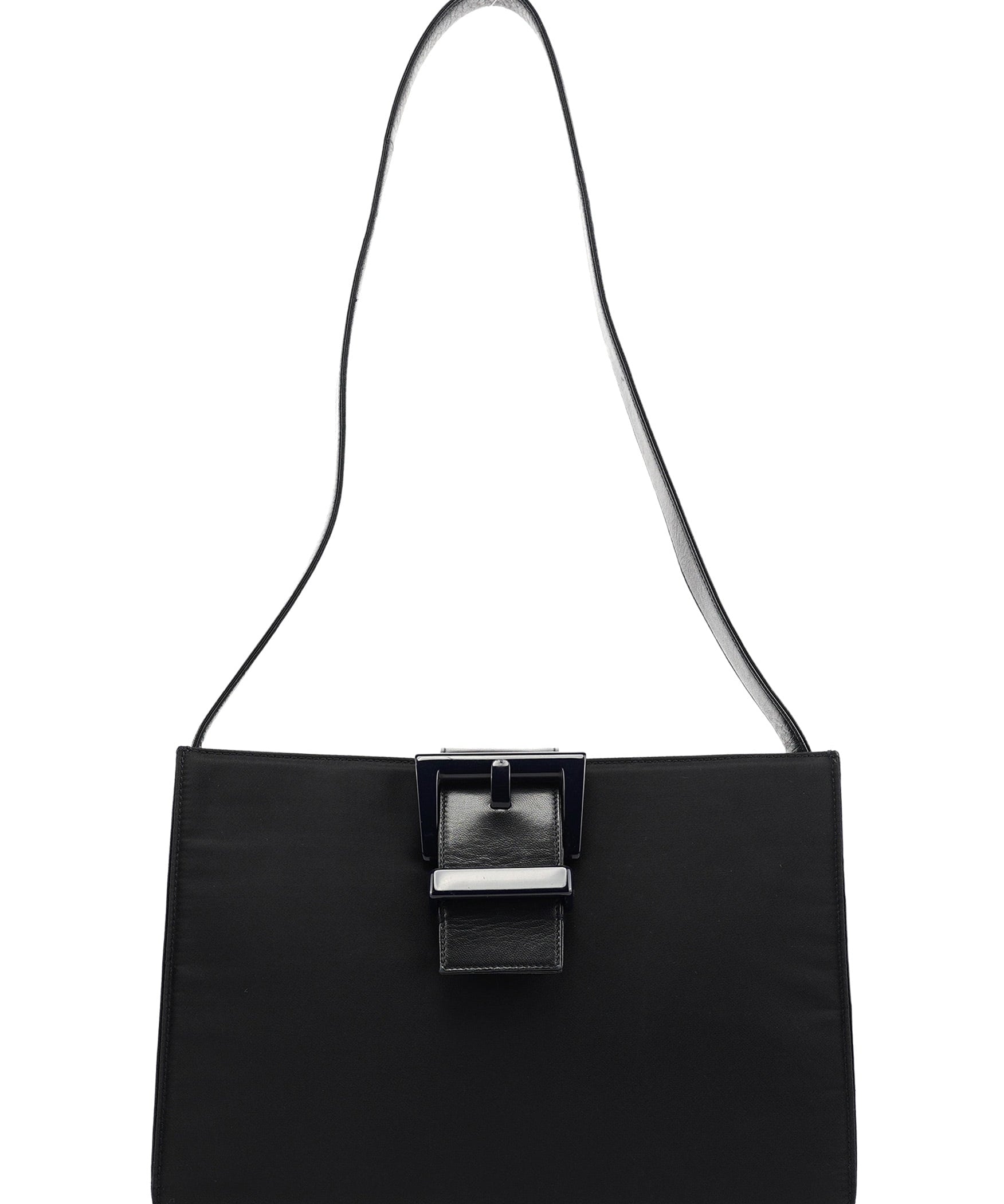 Prada Navy Tessuto Nappa Buckle Shoulder Bag