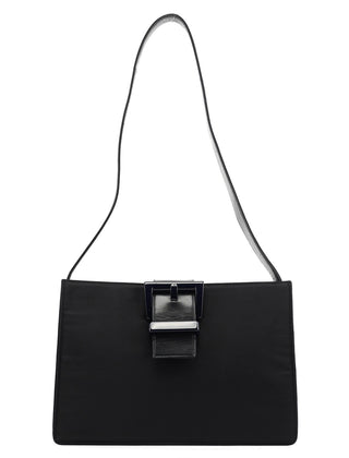 Prada Navy Tessuto Nappa Buckle Shoulder Bag