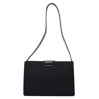 Prada Navy Tessuto Vitello Buckle Shoulder Bag