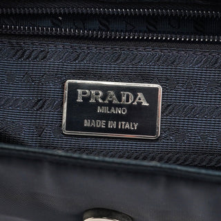 Prada Navy Tessuto Vitello Buckle Shoulder Bag