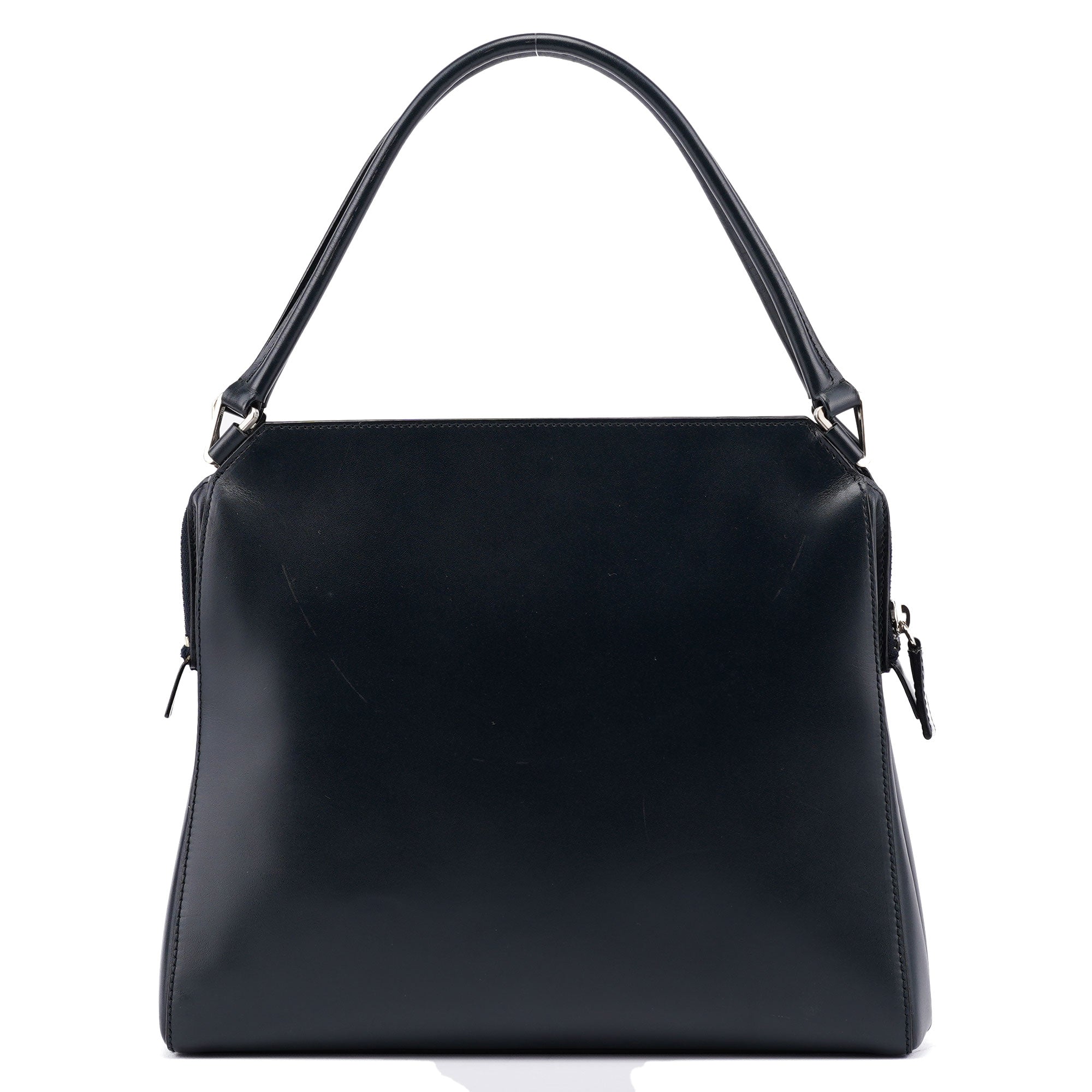 Prada Vitello Chic Schultertasche aus marineblauem Kalbsleder