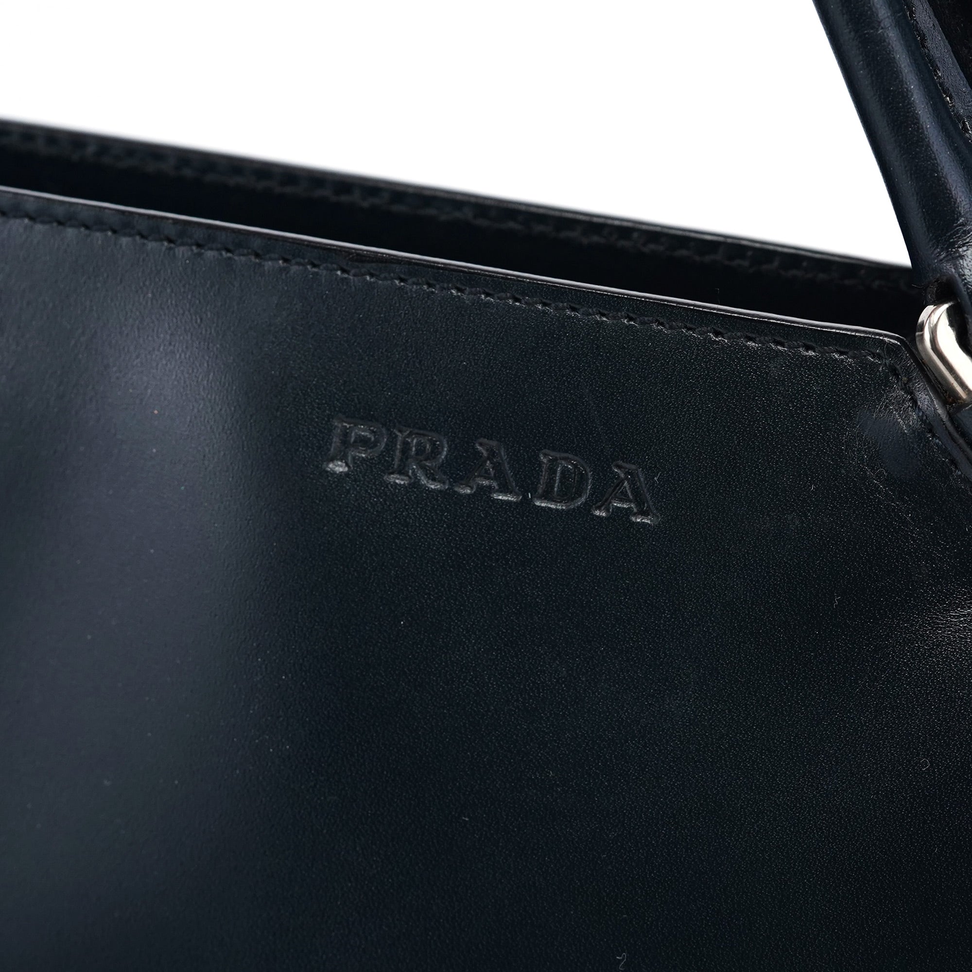 Prada Navy Vitello Chic Shoulder Bag