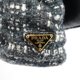 Prada Navy White Tweed Clutch Bag