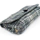 Prada Navy White Tweed Clutch Bag