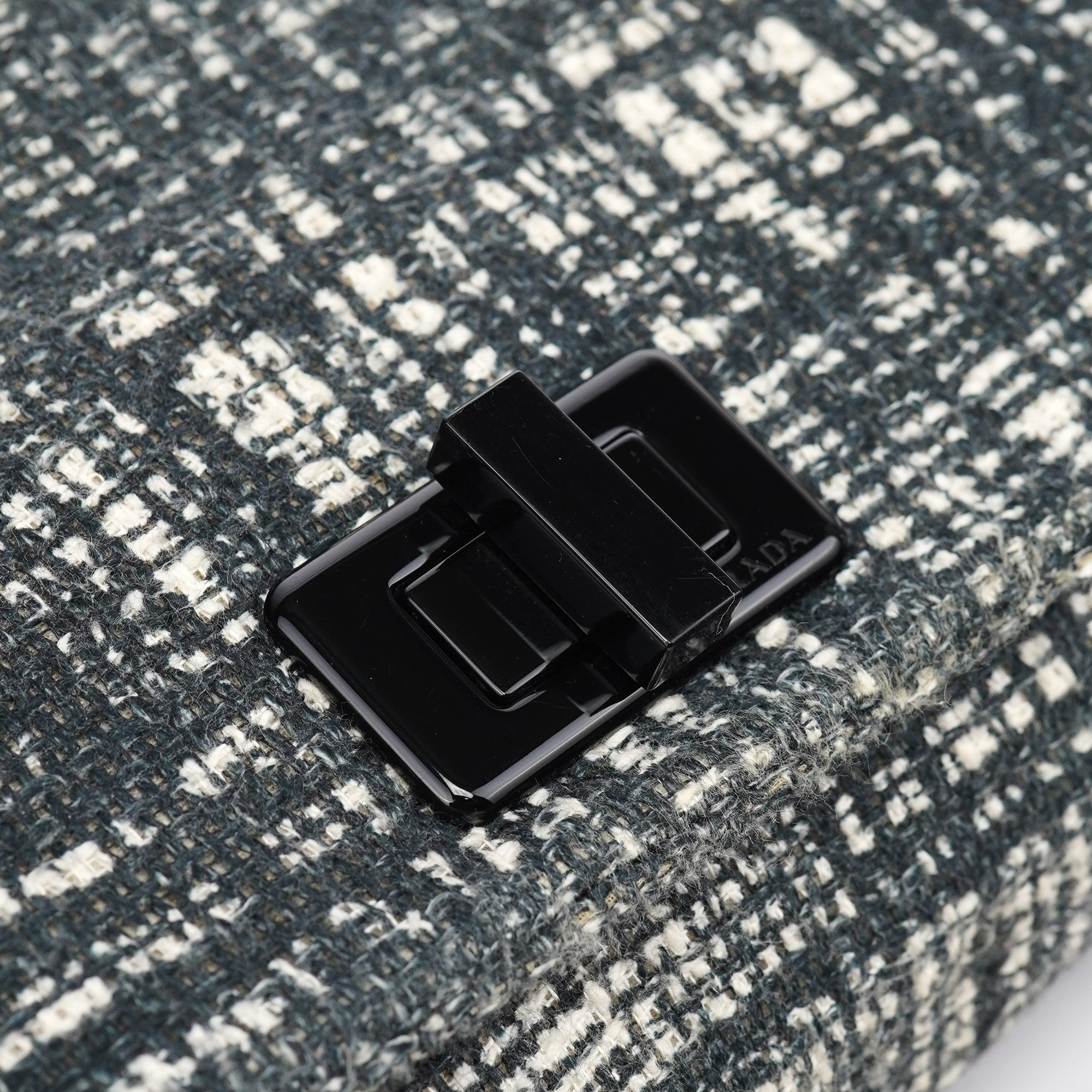 Prada Navy White Tweed Clutch Bag