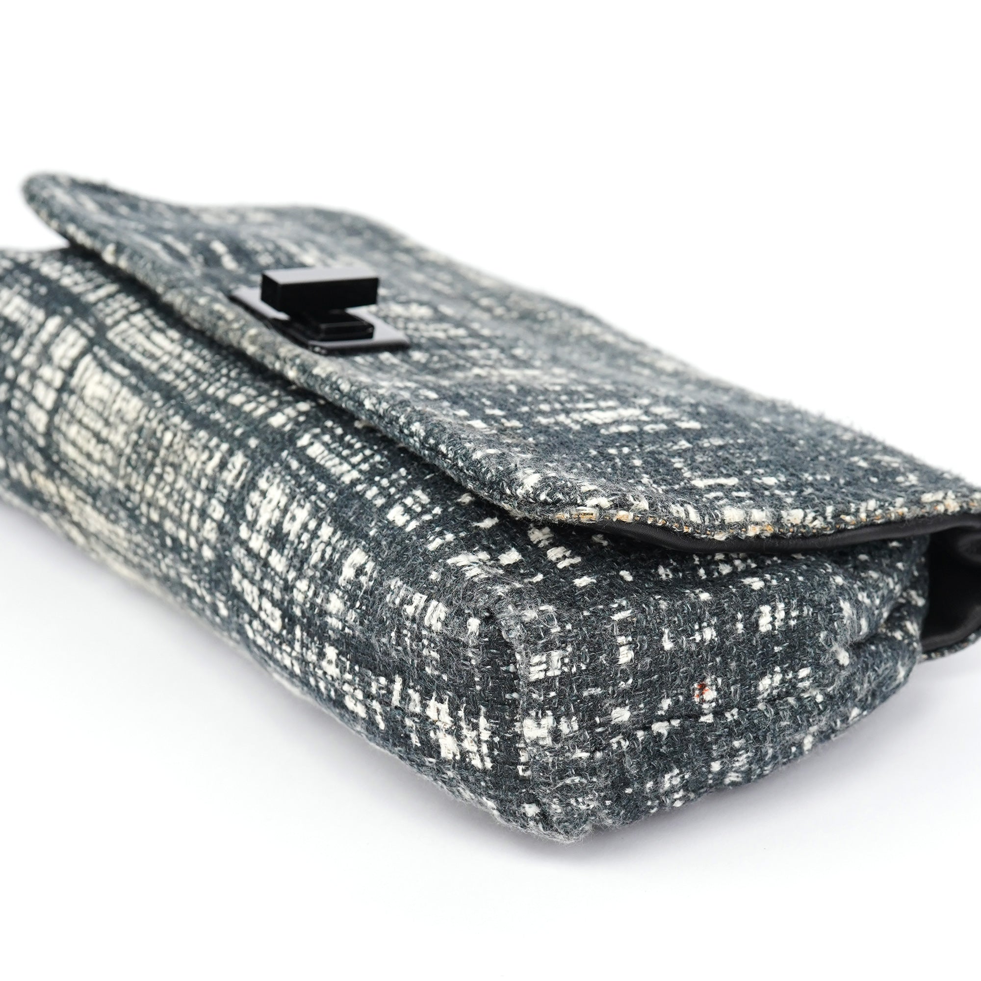 Prada Navy White Tweed Clutch Bag