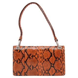 Prada Orange Snakeskin Hobo Shoulder Bag