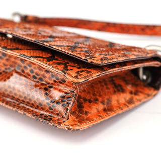 Prada Orange Snakeskin Hobo Shoulder Bag