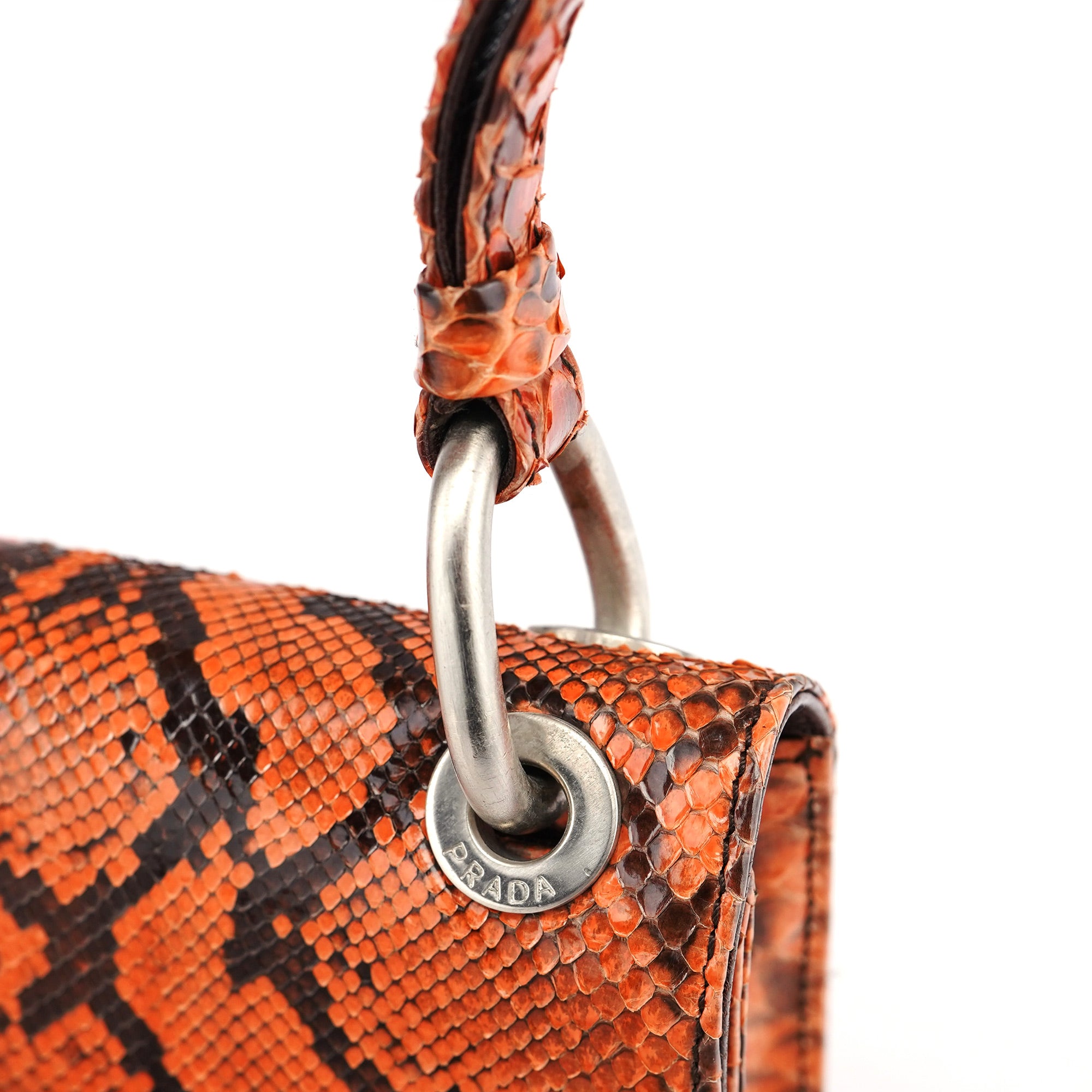 Prada Sac hobo en serpent orange