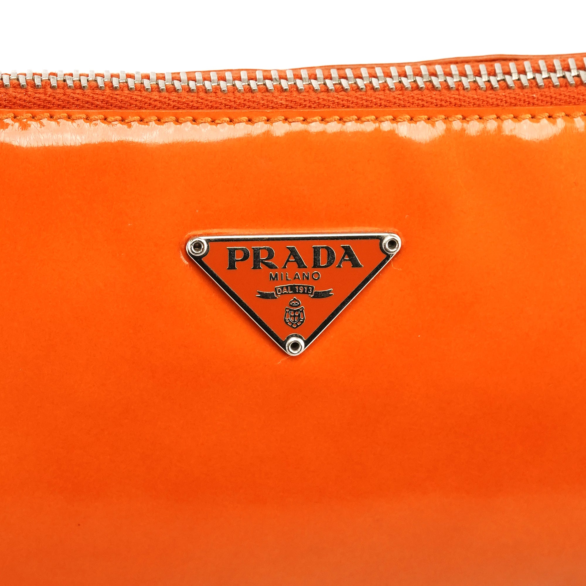 Prada Orange Spazzolato Pochette Shoulder Bag