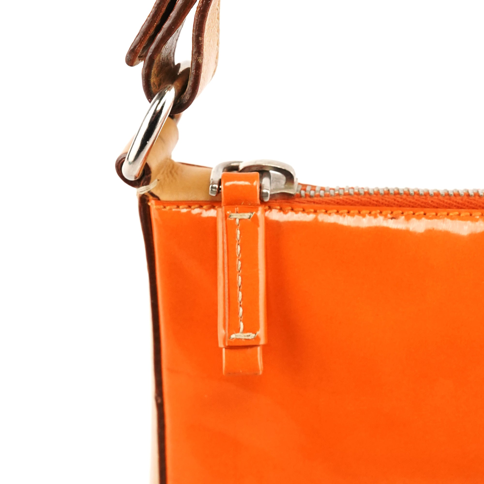 Prada Orange Spazzolato Pochette Shoulder Bag