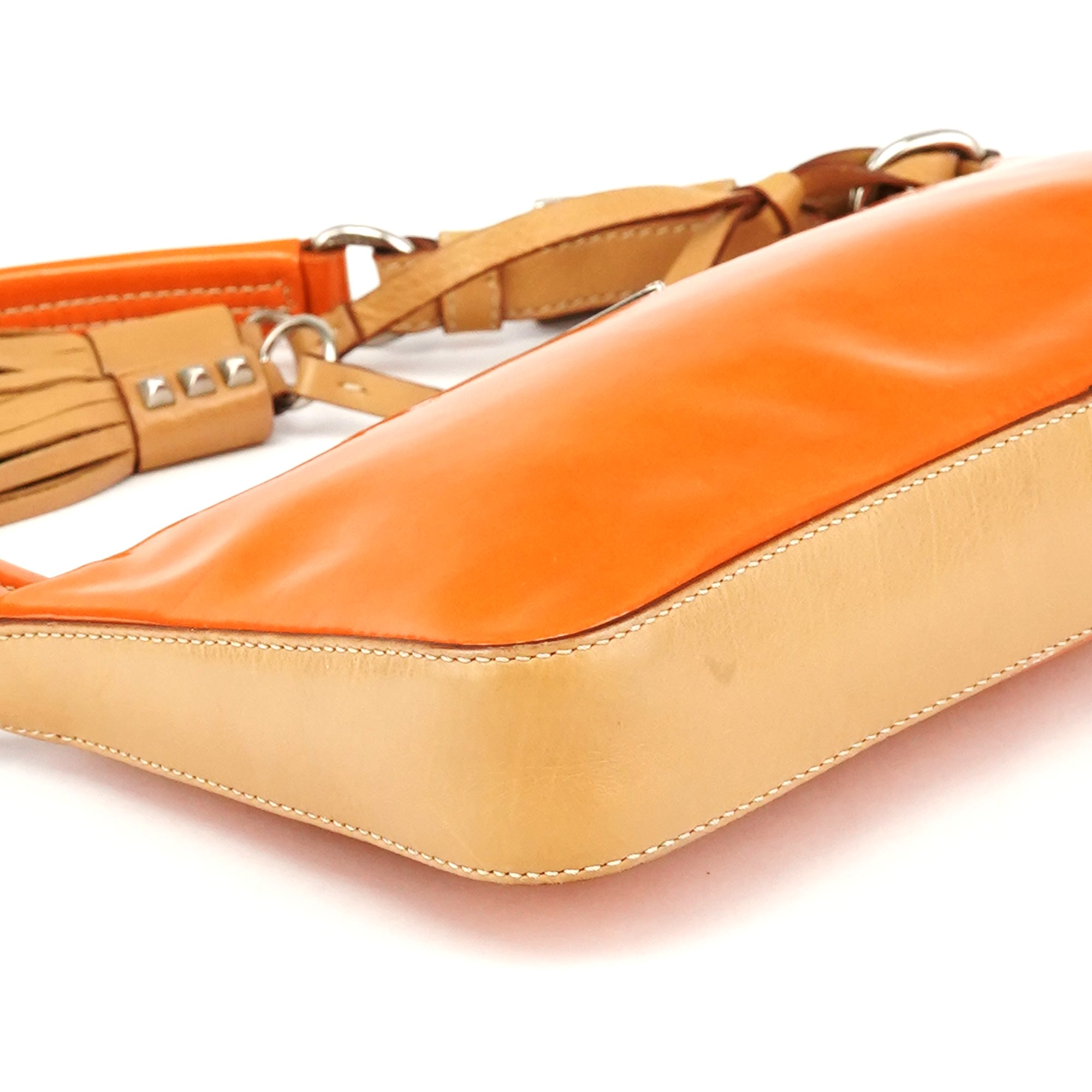 Prada Orange Spazzolato Pochette Shoulder Bag
