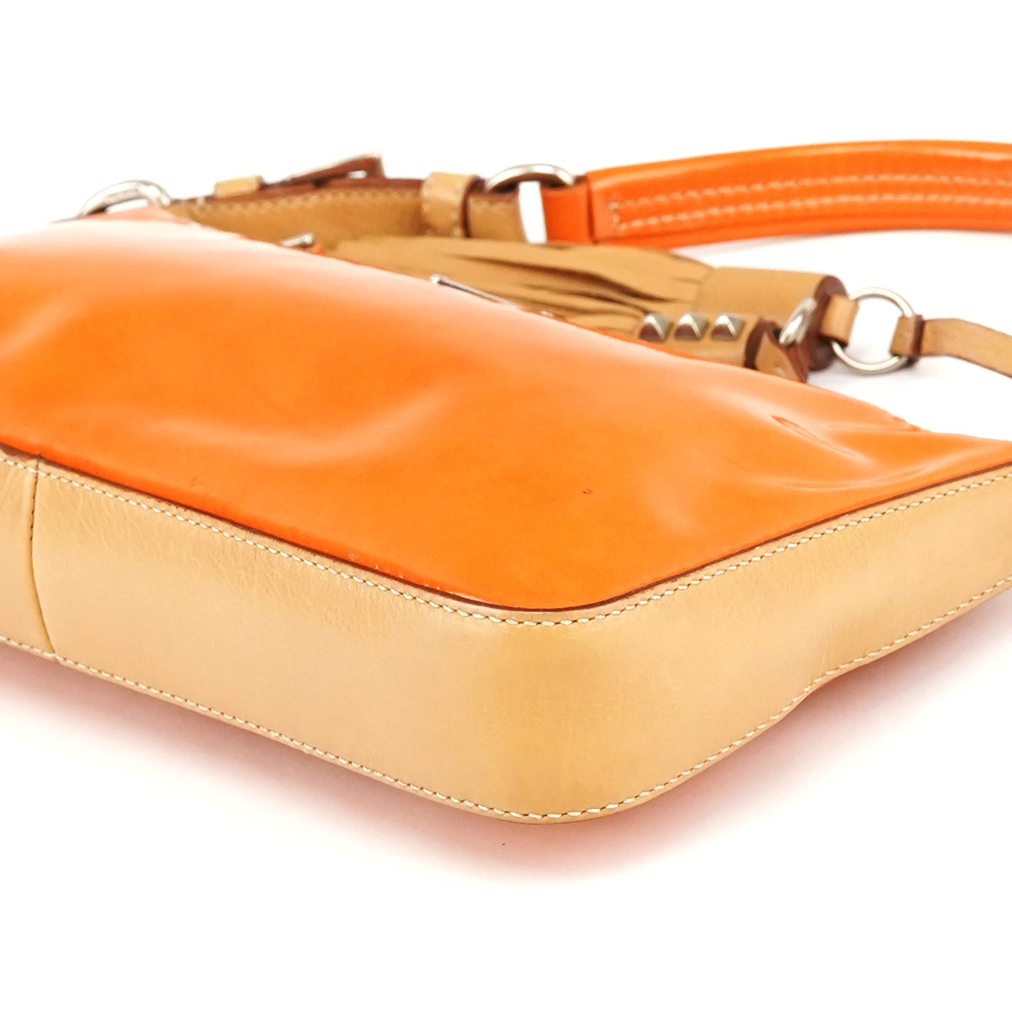 Prada Orange Spazzolato Pochette Shoulder Bag