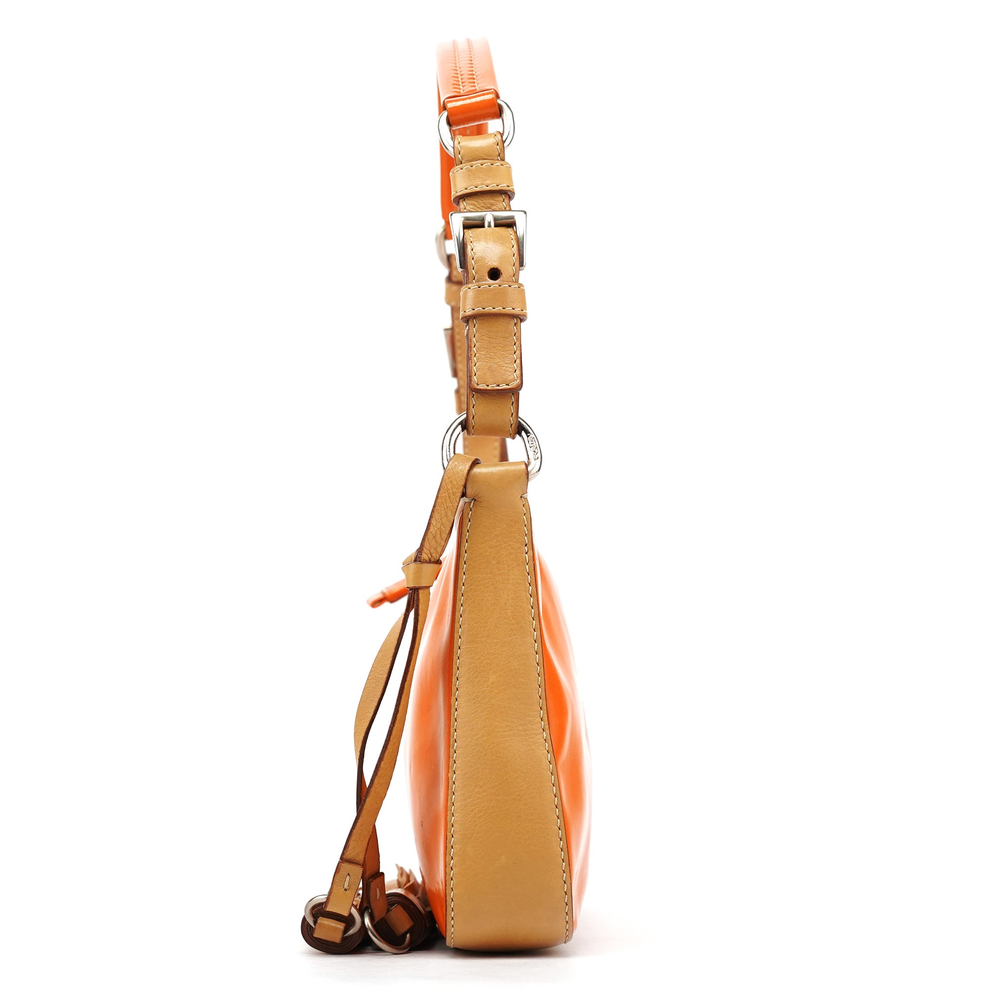 Prada Orange Spazzolato Pochette Shoulder Bag