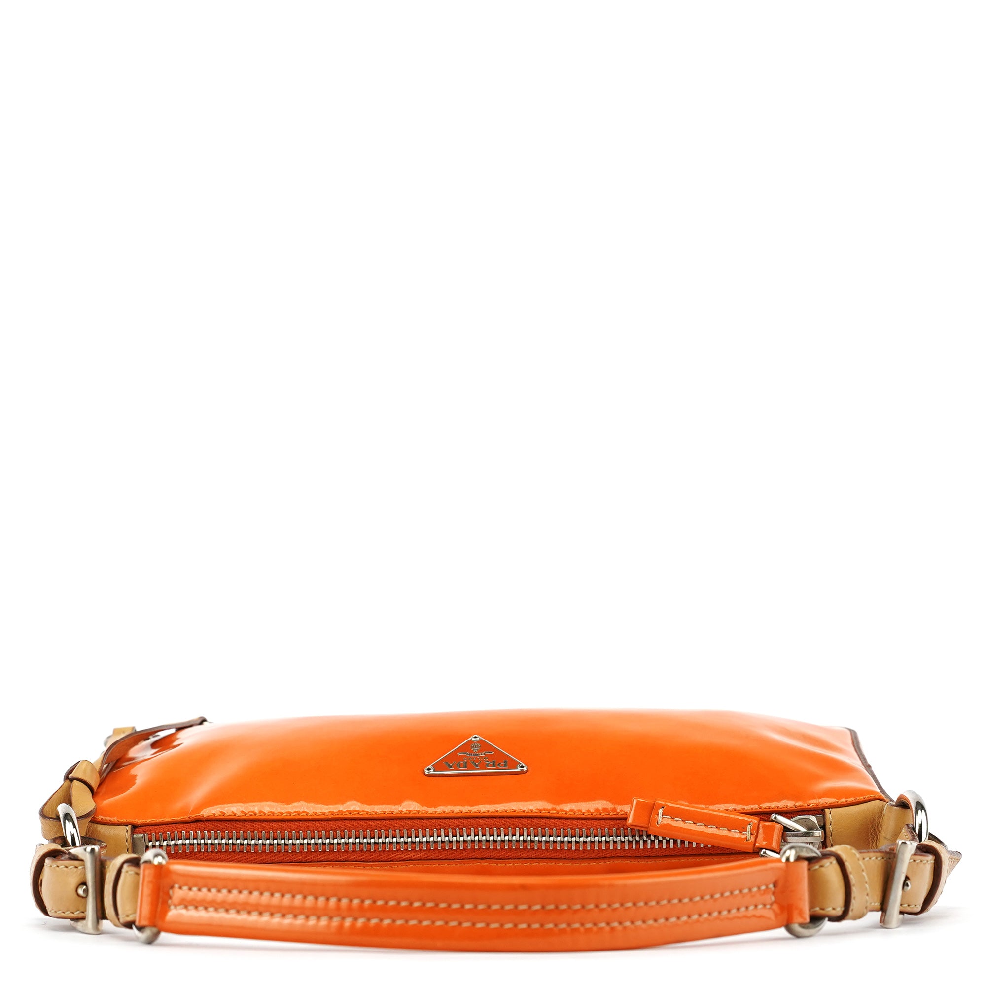 Prada Orange Spazzolato Pochette Shoulder Bag