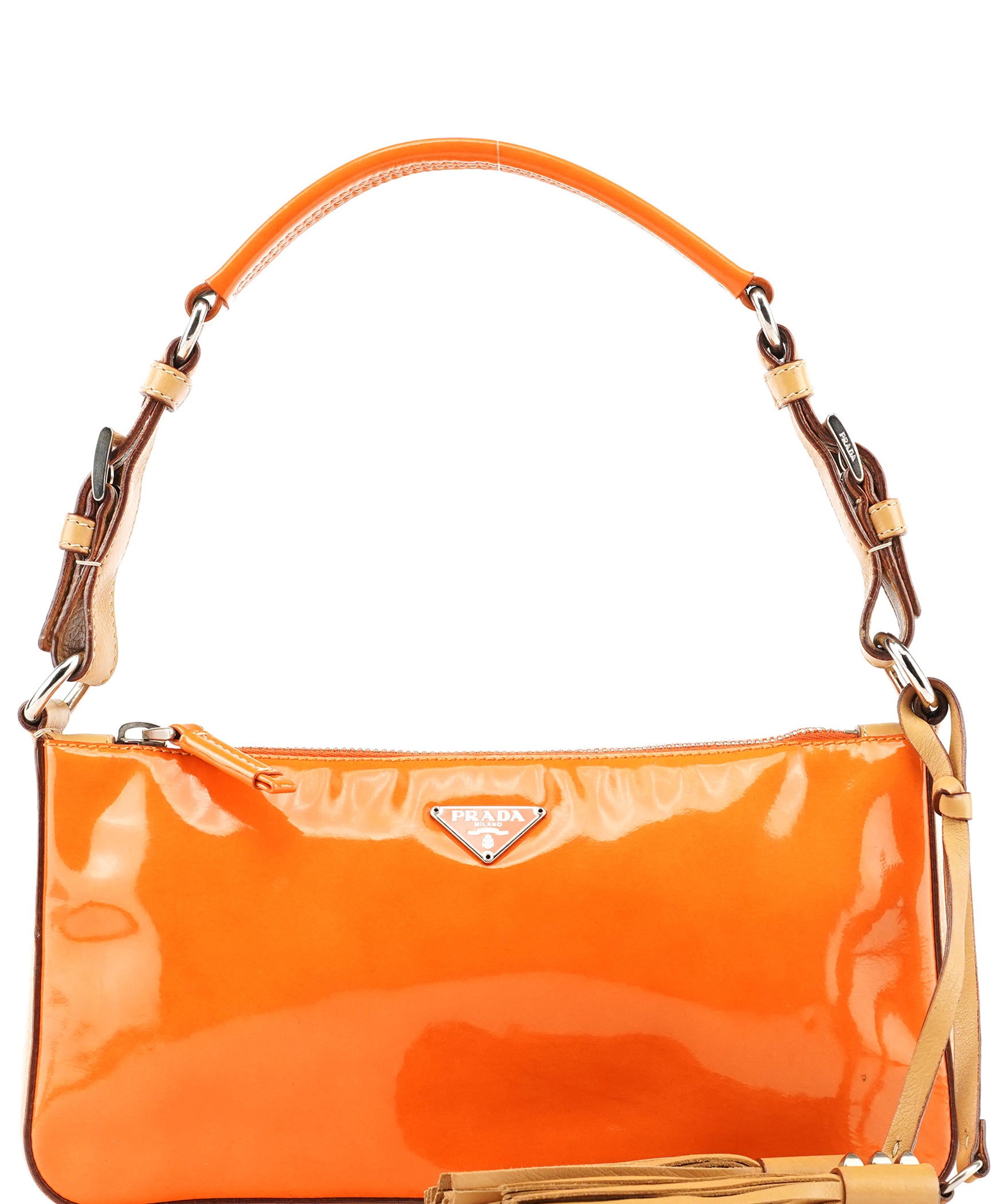 Prada Orange Spazzolato Pochette Shoulder Bag