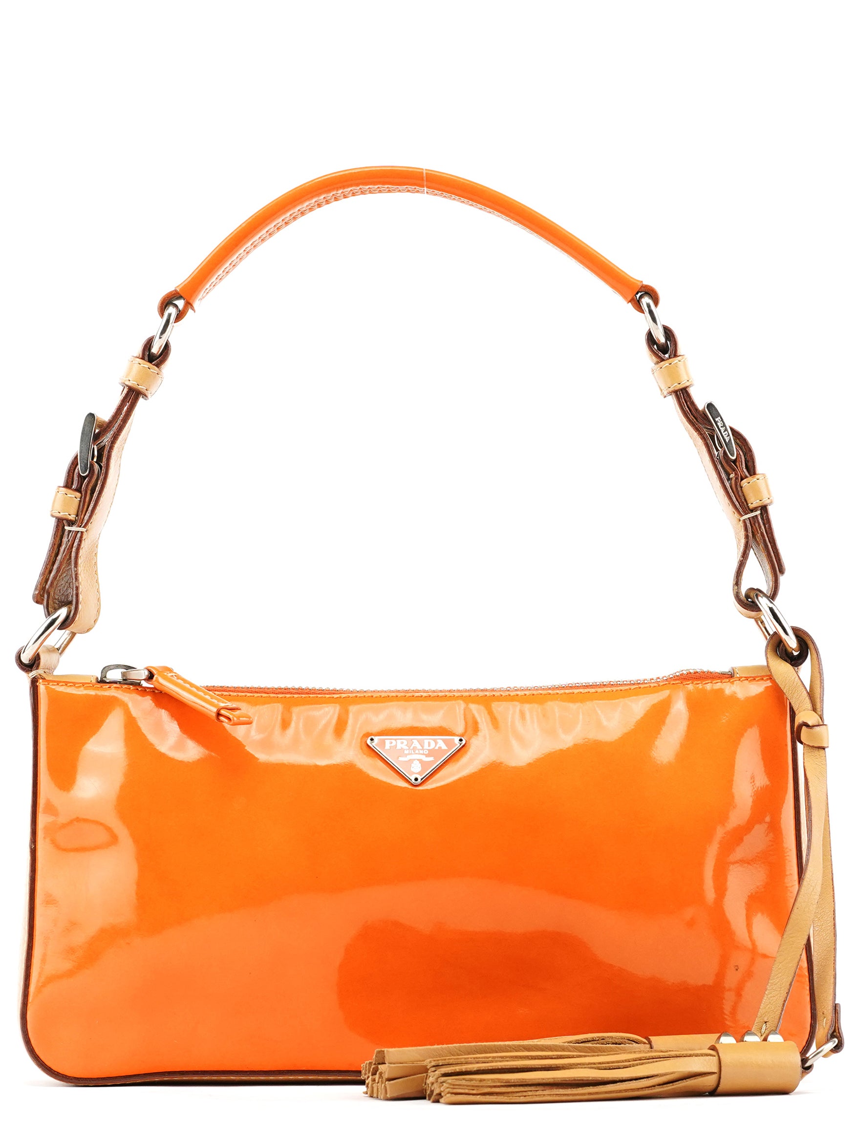 Prada Orange Spazzolato Pochette Shoulder Bag