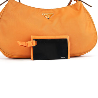 Prada Orange Tessuto Chain Mini Hobo Bag
