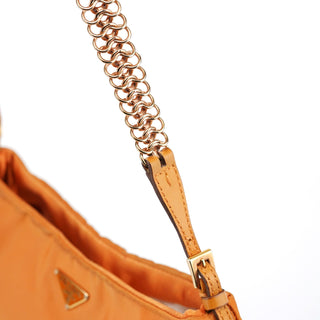 Prada Orange Tessuto Chain Mini Hobo Bag