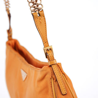 Prada Orange Tessuto Chain Mini Hobo Bag