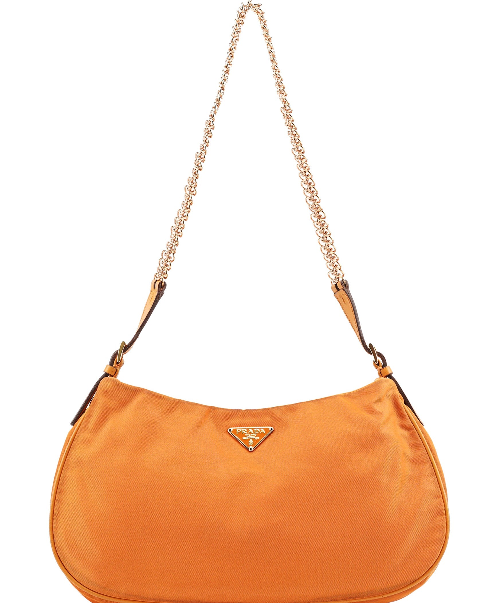 Prada Orange Tessuto Chain Mini Hobo Bag