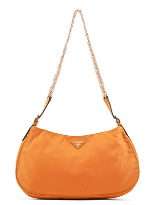Prada Orange Tessuto Chain Mini Hobo Bag