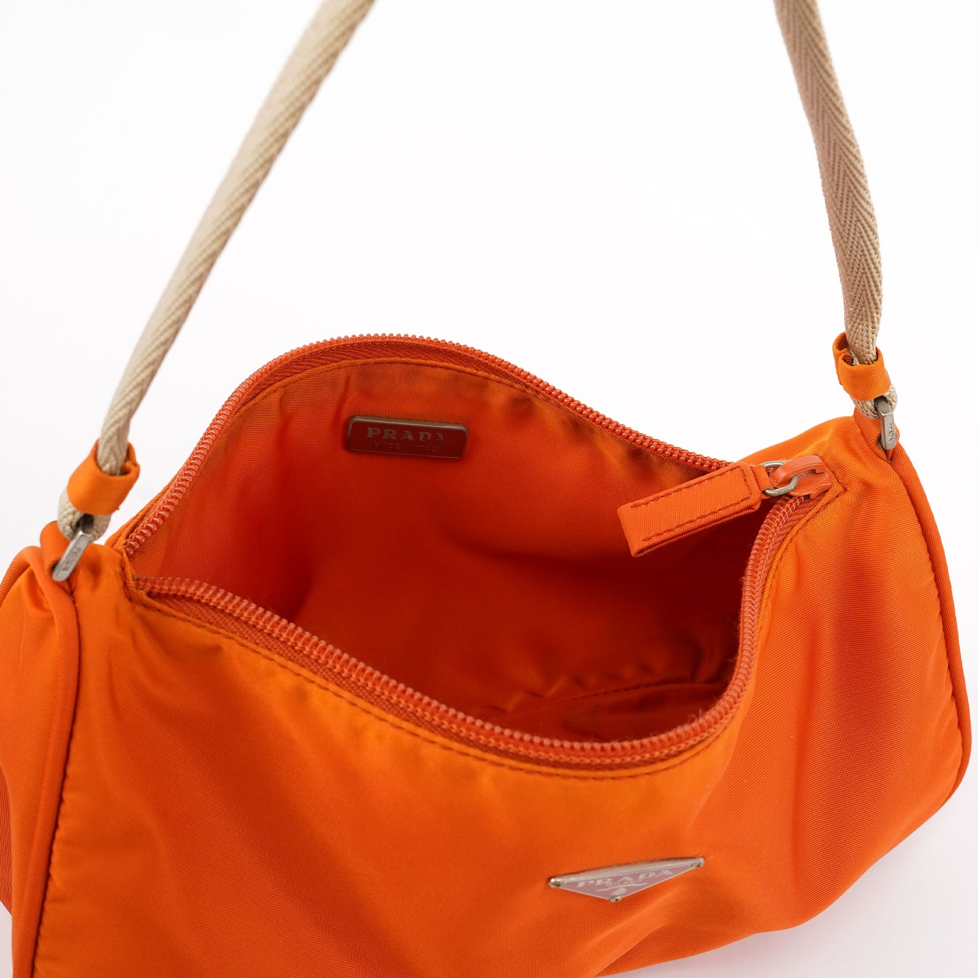 Prada Orange Tessuto Mini Hobo Bag