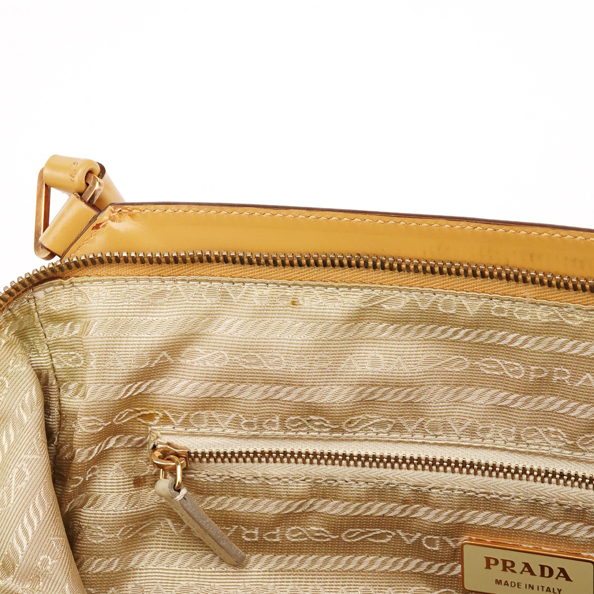Prada Pale Yellow Vitello Chic Shoulder Bag