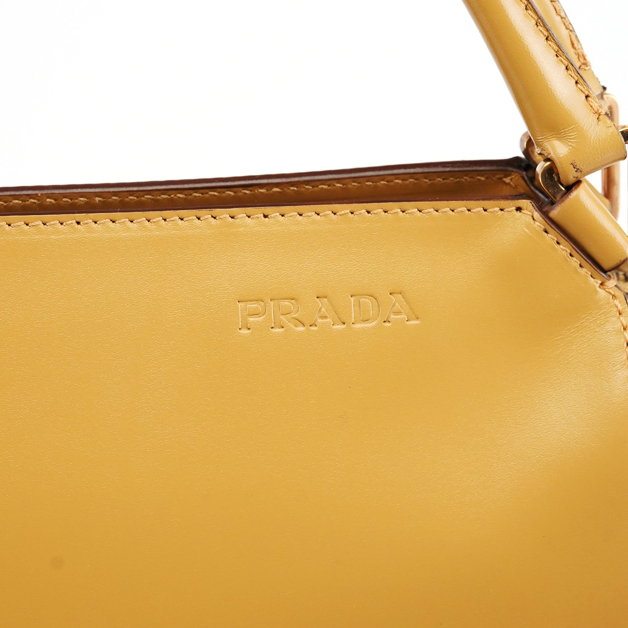Prada Pale Yellow Vitello Chic Shoulder Bag