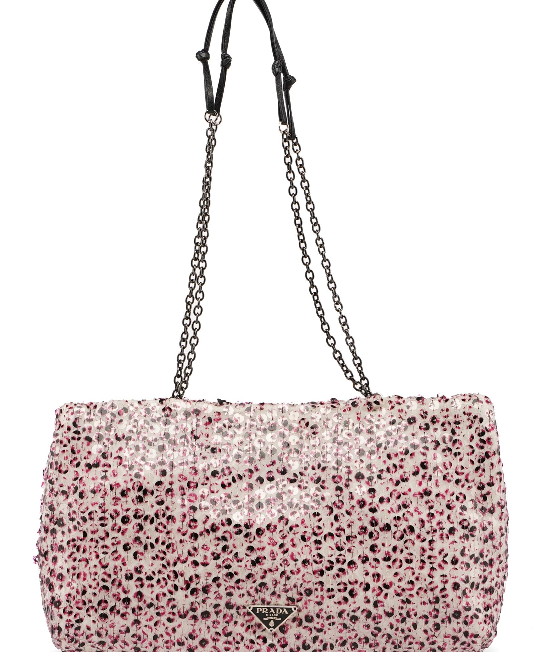 Prada Pink Silk Sequin Chain Bag